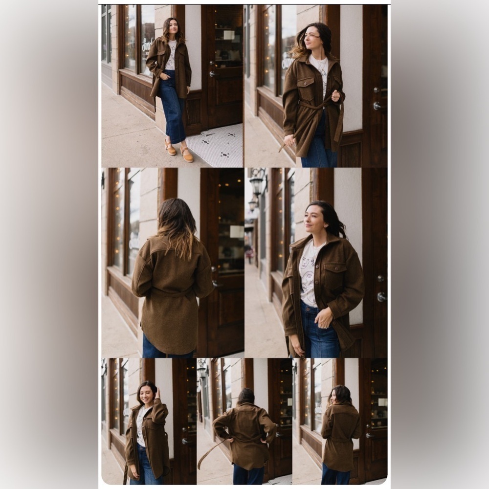 Oat belted shirt jacket - Picture 2 of 6